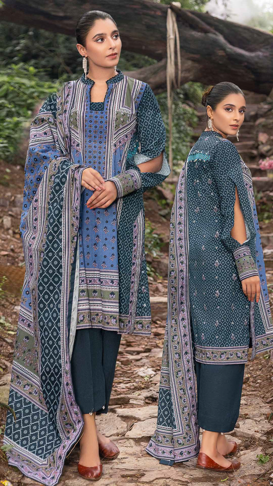 Gul Ahmed Winter Khaddar Unstitched Printed 3Pc Suit K-22059 A