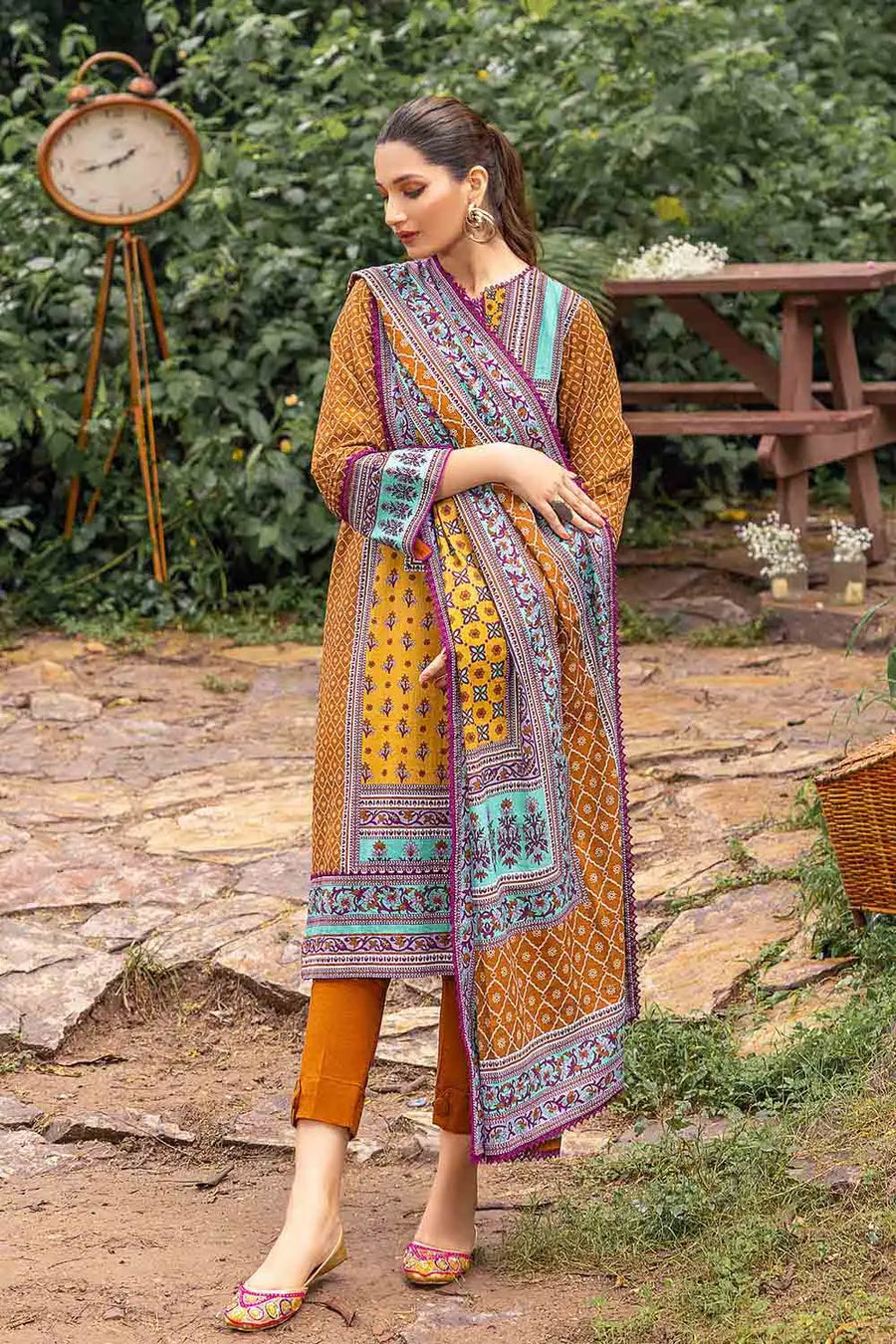 Gul Ahmed Winter Khaddar Unstitched Printed 3Pc Suit K-22059 B
