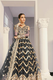 Akbar Aslam Libas e Khas Wedding Collection 3pc Suit AAWC-1348 Periwinkle Black - FaisalFabrics.pk