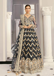 Akbar Aslam Libas e Khas Wedding Collection 3pc Suit AAWC-1348 Periwinkle Black - FaisalFabrics.pk