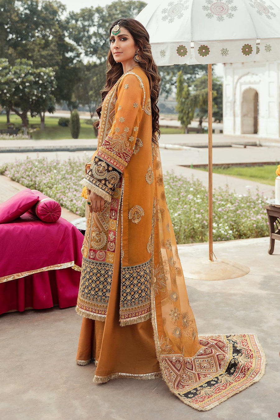 GISELE Shagun Luxury Formal Unstitched 3PC Suit D-01 Khushbakht - FaisalFabrics.pk