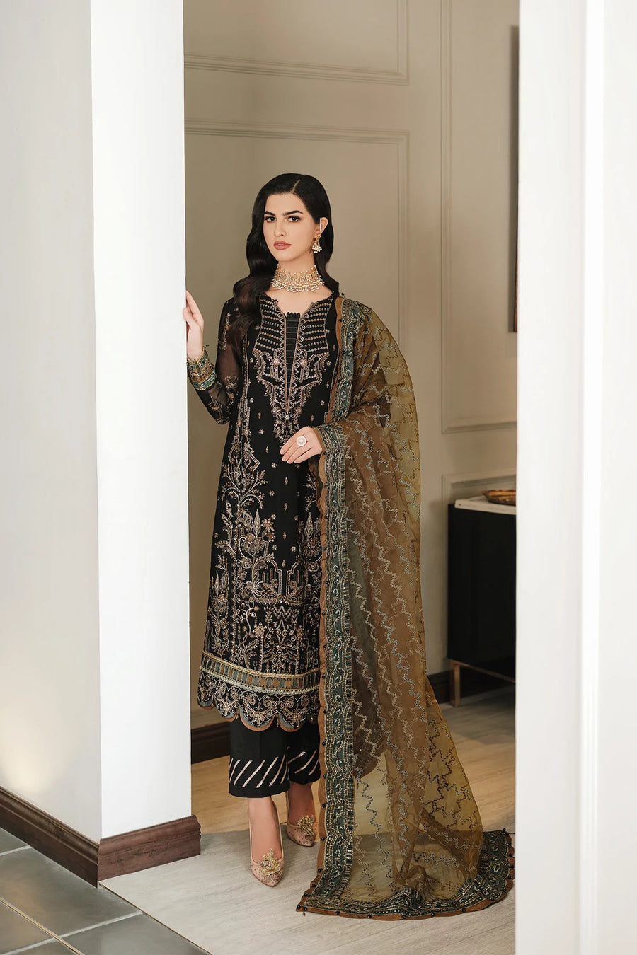 FARASHA Lueur Unstitched Embroidered Luxury Chiffon Suit 06-KIARA