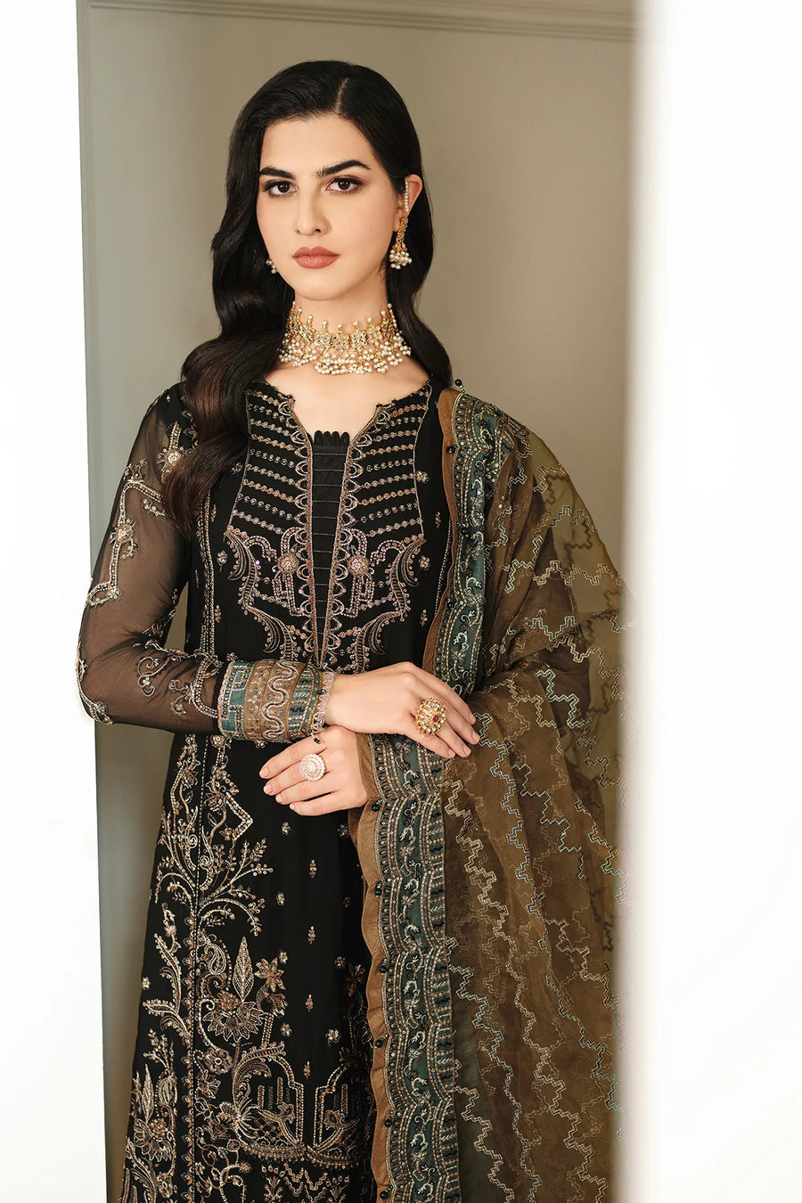 FARASHA Lueur Unstitched Embroidered Luxury Chiffon Suit 06-KIARA