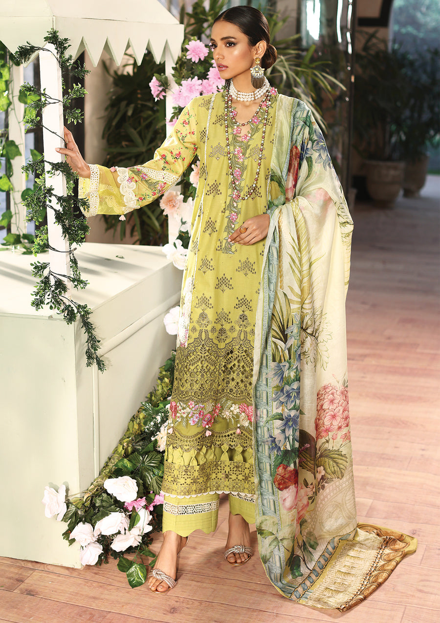 KAHF Premium Embroidered Luxury Lawn Unstitched 3Pc Suit KLC-10