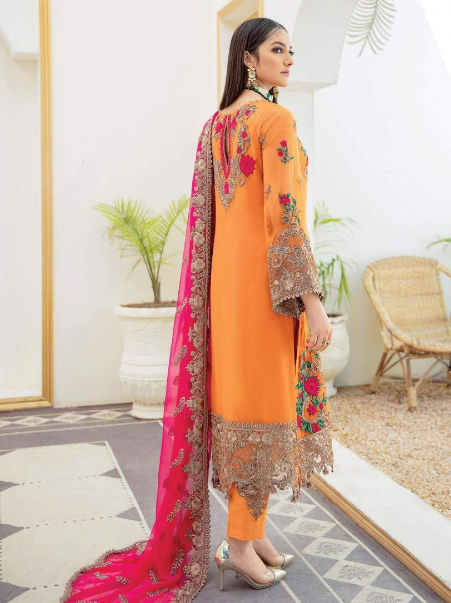 Laroza Ostentatious 3 Piece Embroidered Chiffon Suit L-215 Prismatic Opulence - FaisalFabrics.pk