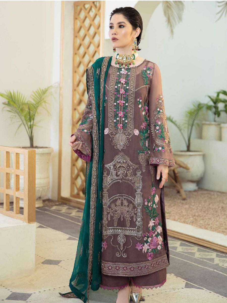 Laroza Ostentatious 3 Piece Embroidered Chiffon Suit L-216 Utopian Guise - FaisalFabrics.pk
