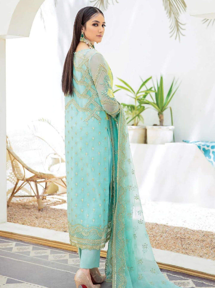 Laroza Ostentatious 3 Piece Embroidered Chiffon Suit L-217 Folksy Gleam - FaisalFabrics.pk