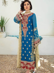 Laroza Ostentatious 3 Piece Embroidered Chiffon Suit L-218 Clinquant Marine - FaisalFabrics.pk