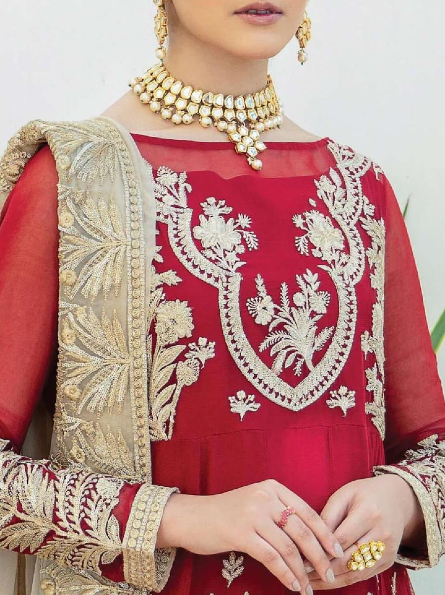 Laroza Ostentatious 3 Piece Embroidered Chiffon Suit L-219 Chroma Tinge - FaisalFabrics.pk