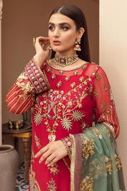 Imrozia Eclos Embroidered Chiffon Unstitched 3 Piece Suit L-227 CERISE - FaisalFabrics.pk