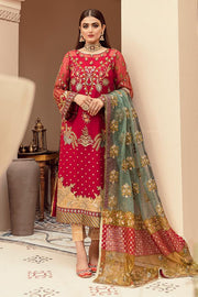 Imrozia Eclos Embroidered Chiffon Unstitched 3 Piece Suit L-227 CERISE - FaisalFabrics.pk