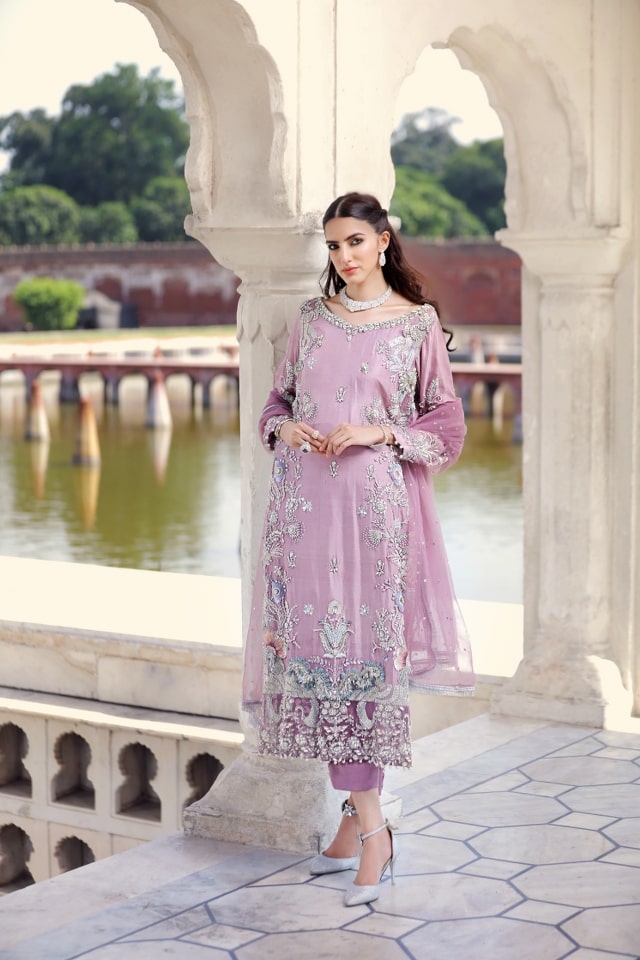Sumaria's Couture Formal Stitched 3Pc Suit LAVENDER