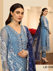 Emaan Adeel La-Festa Premium Chiffon Unstitched 3 Piece Suit LE-03 - FaisalFabrics.pk