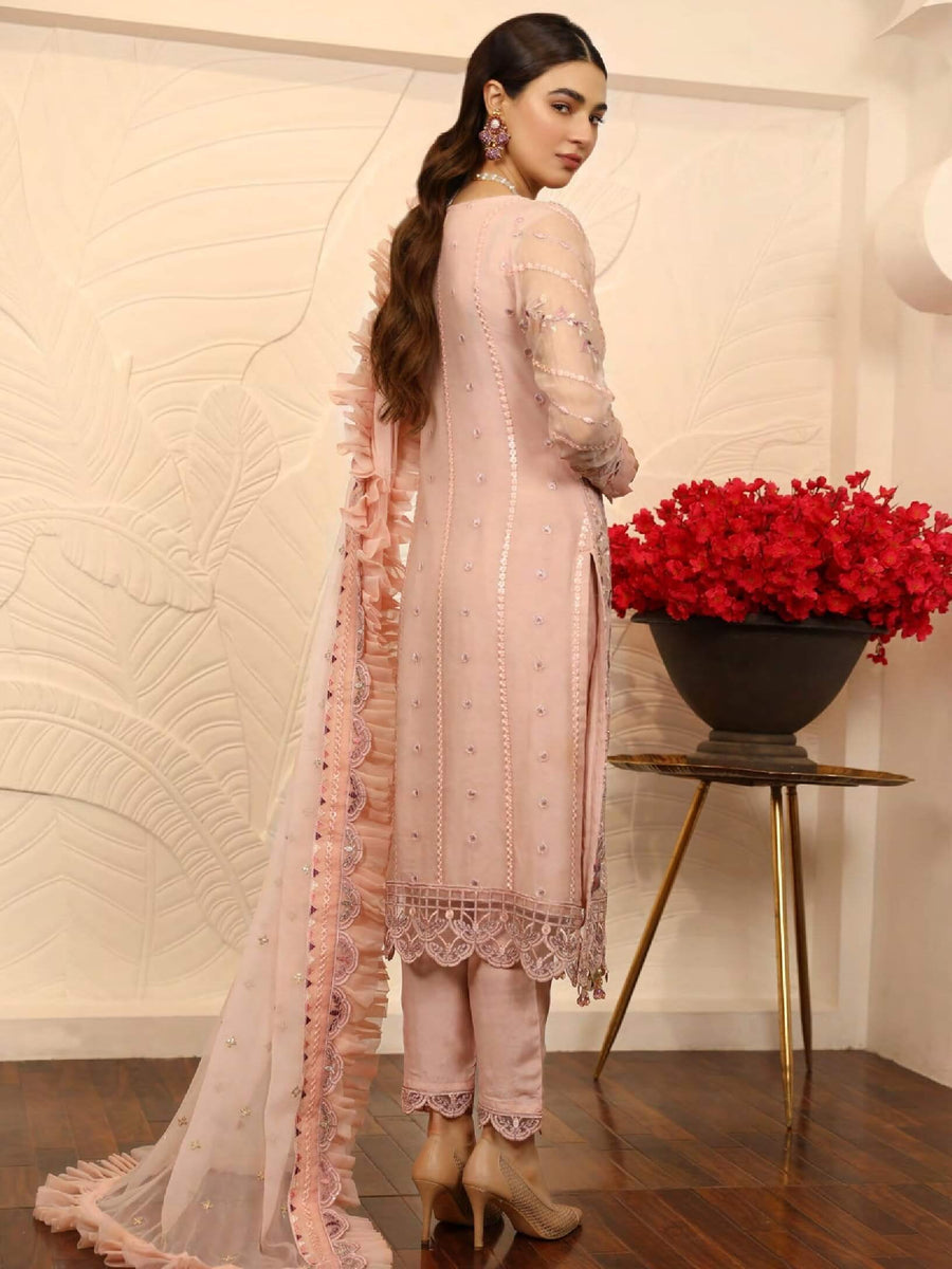 Emaan Adeel La-Festa Premium Chiffon Unstitched 3 Piece Suit LE-04 - FaisalFabrics.pk