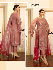 Emaan Adeel La-Festa Premium Chiffon Unstitched 3 Piece Suit LE-09 - FaisalFabrics.pk