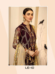 Emaan Adeel La-Festa Premium Chiffon Unstitched 3 Piece Suit LE-10 - FaisalFabrics.pk