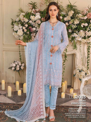 GulAhmed Summer Premium Embroidered Chiffon Unstitched 3Piece LE-32003