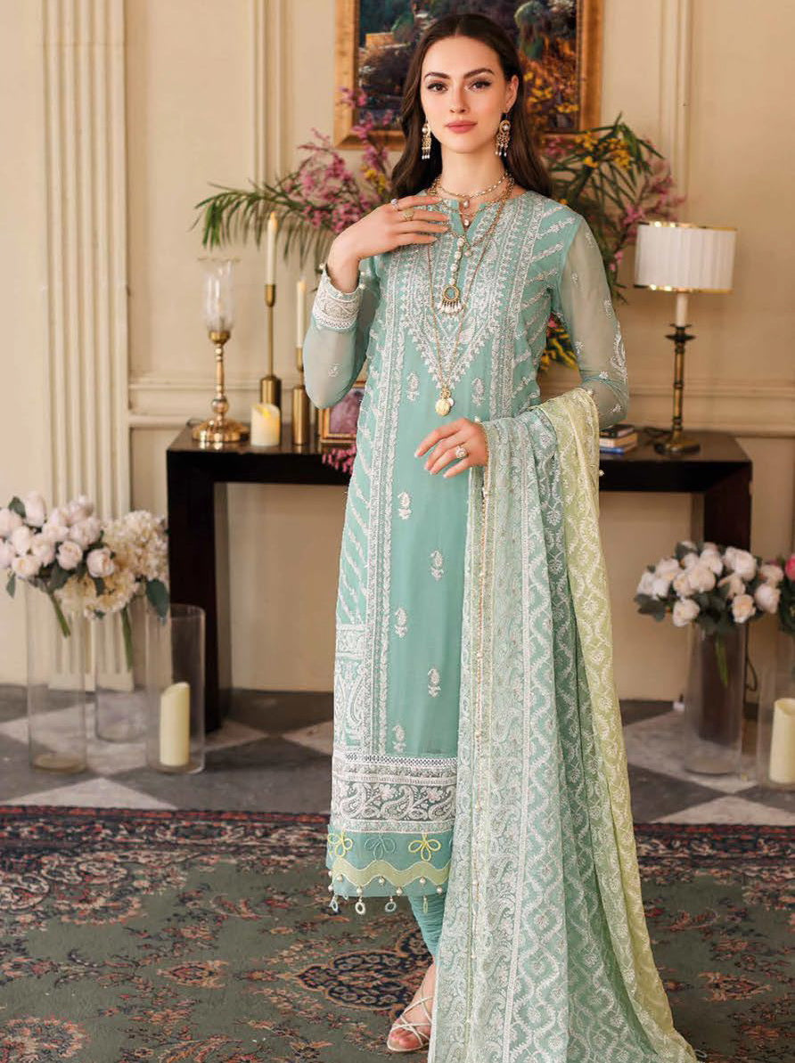 GulAhmed Summer Premium Embroidered Chiffon Unstitched 3Piece LE-32004