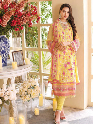 GulAhmed Summer Premium Embroidered Chiffon Unstitched 3Piece LE-32010