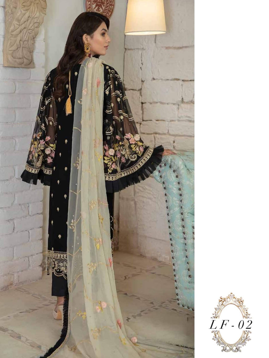 Emaan Adeel La Festa Luxury Formal Chiffon Unstitched 3Pc Suit LF-02 - FaisalFabrics.pk