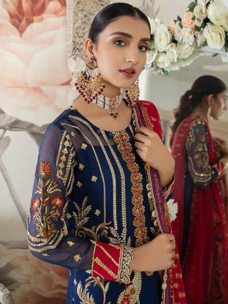 Emaan Adeel La Festa Luxury Formal Chiffon Unstitched 3Pc Suit LF-04 - FaisalFabrics.pk