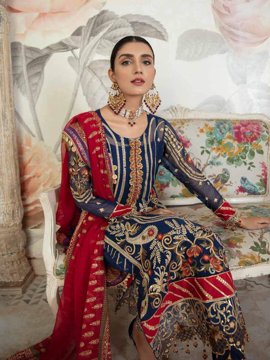 Emaan Adeel La Festa Luxury Formal Chiffon Unstitched 3Pc Suit LF-04 - FaisalFabrics.pk
