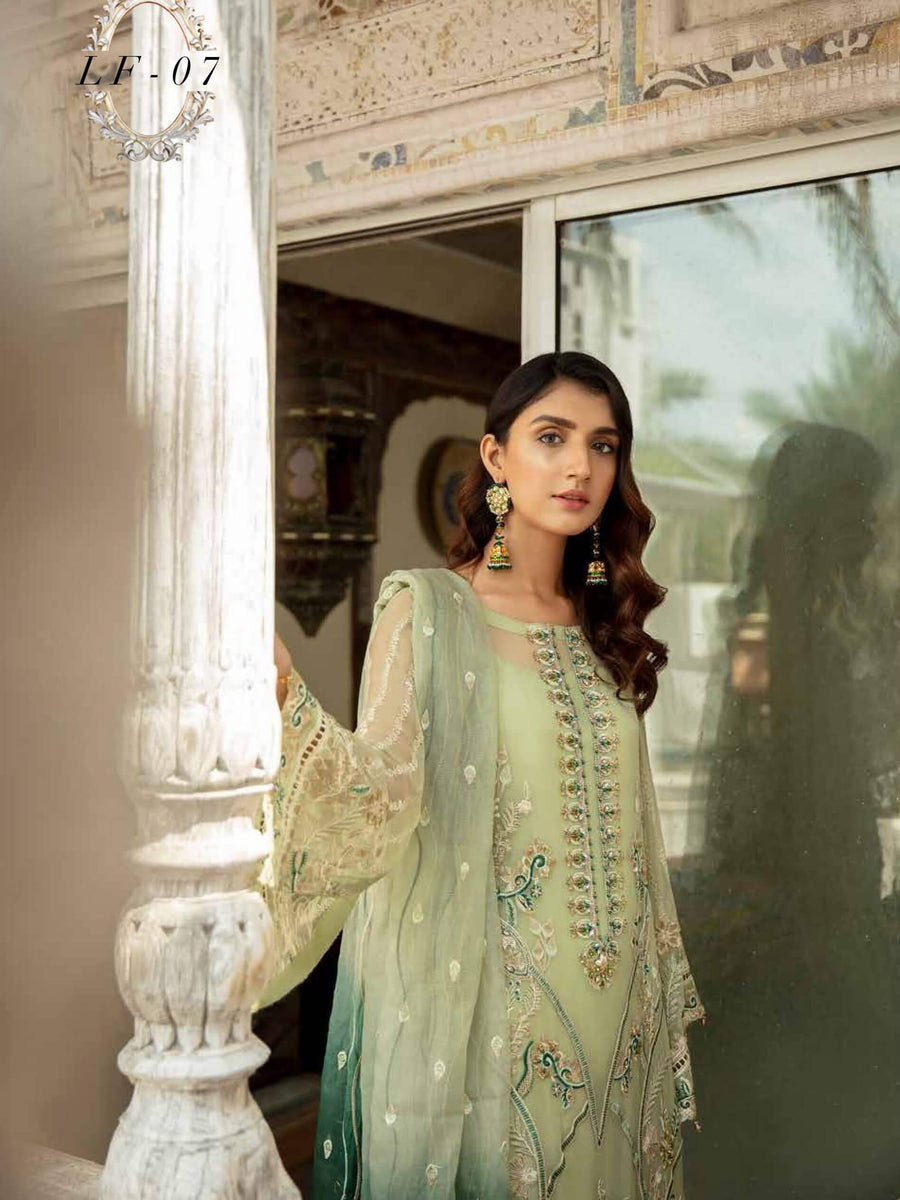 Emaan Adeel La Festa Luxury Formal Chiffon Unstitched 3Pc Suit LF-07 - FaisalFabrics.pk