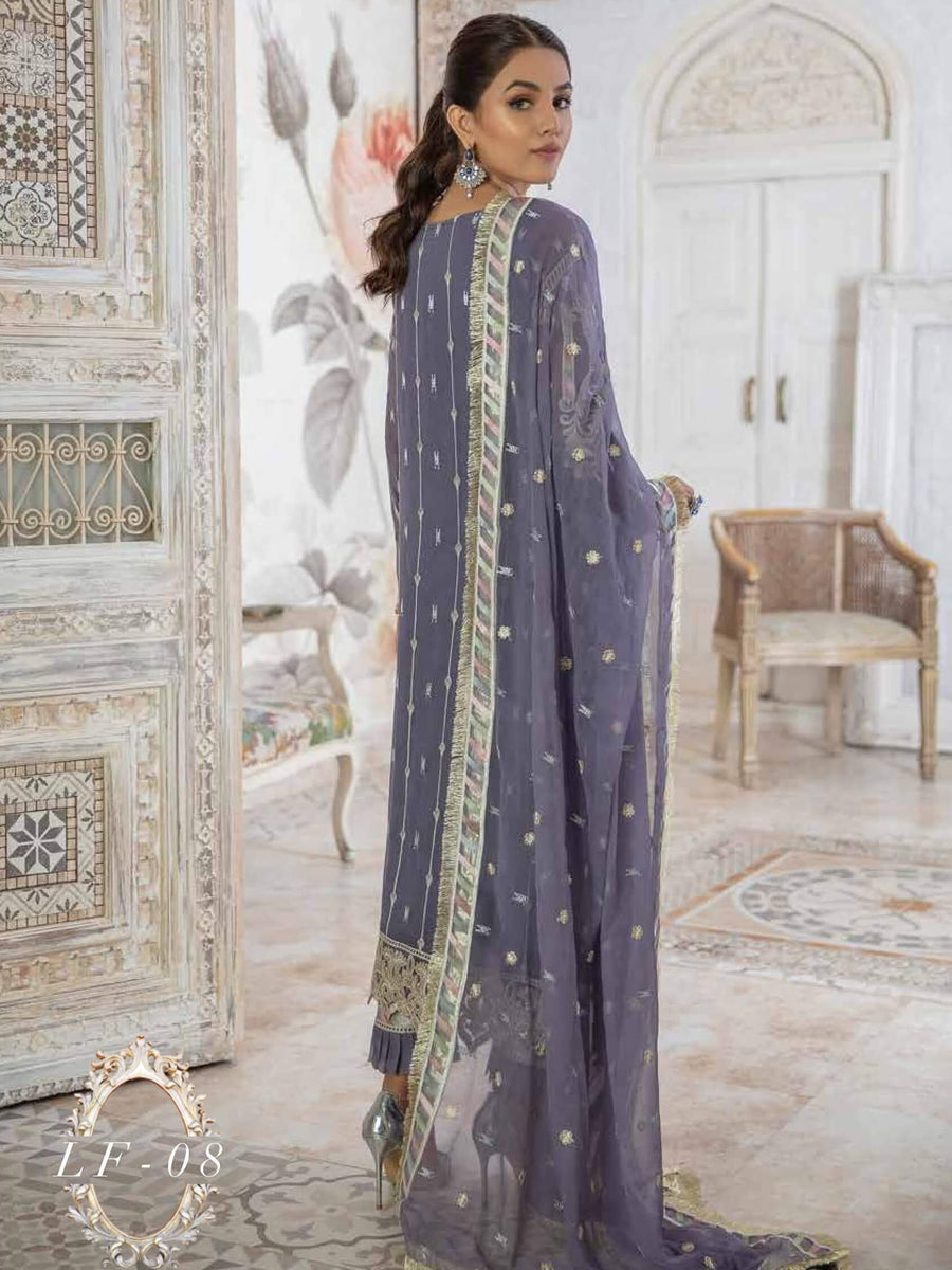 Emaan Adeel La Festa Luxury Formal Chiffon Unstitched 3Pc Suit LF-08 - FaisalFabrics.pk