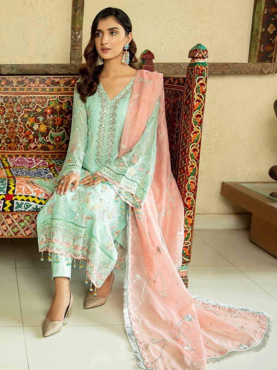 Emaan Adeel La Festa Luxury Formal Chiffon Unstitched 3Pc Suit LF-10 - FaisalFabrics.pk
