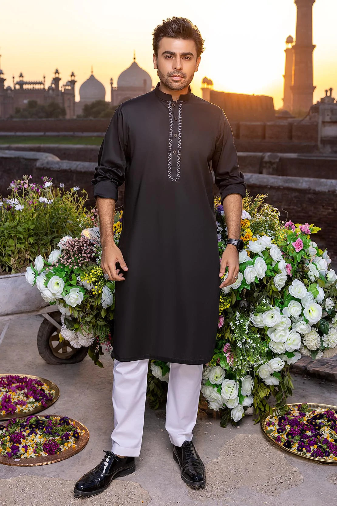 Black cotton suit design for best sale man