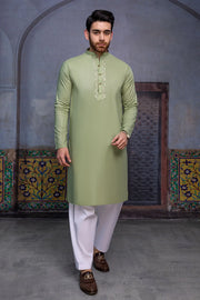 So Kamal Mens Unstitched Luxury Cotton Suit - LM-1515 Olive Green