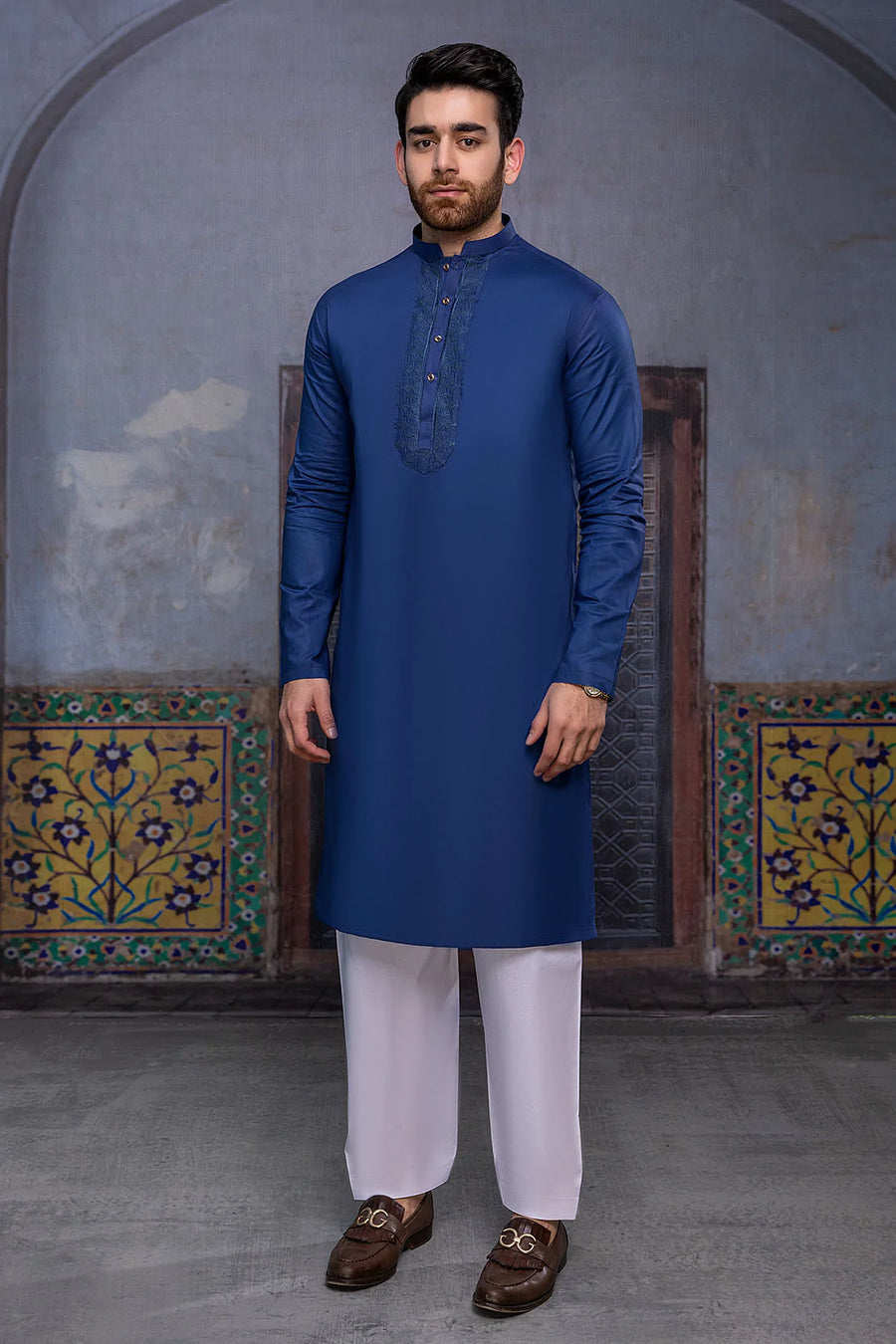 So Kamal Mens Unstitched Luxury Cotton Suit LM-1515 Teal Blue