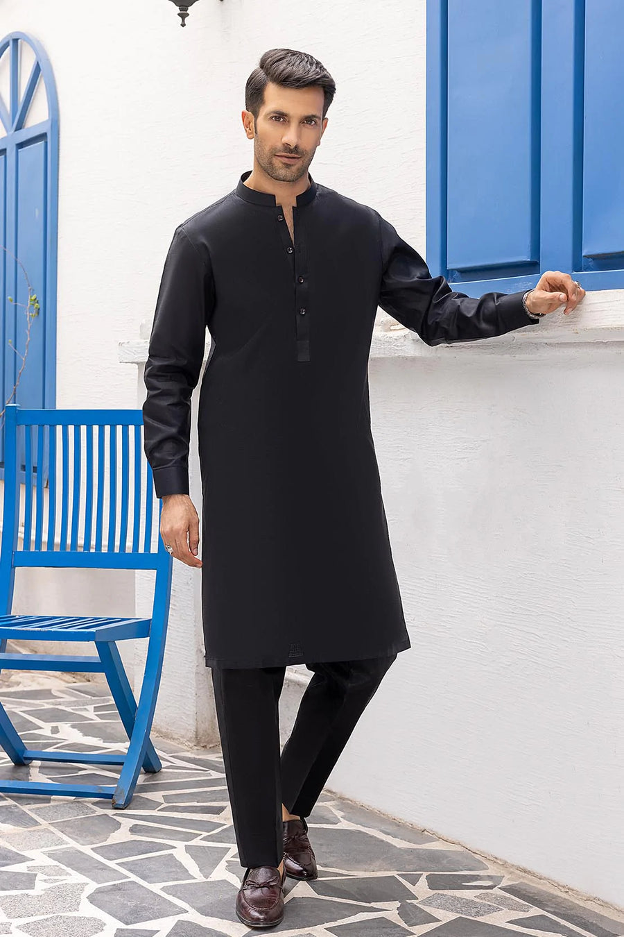 So Kamal Mens Unstitched Luxury Cotton Suit LM-1518 Black