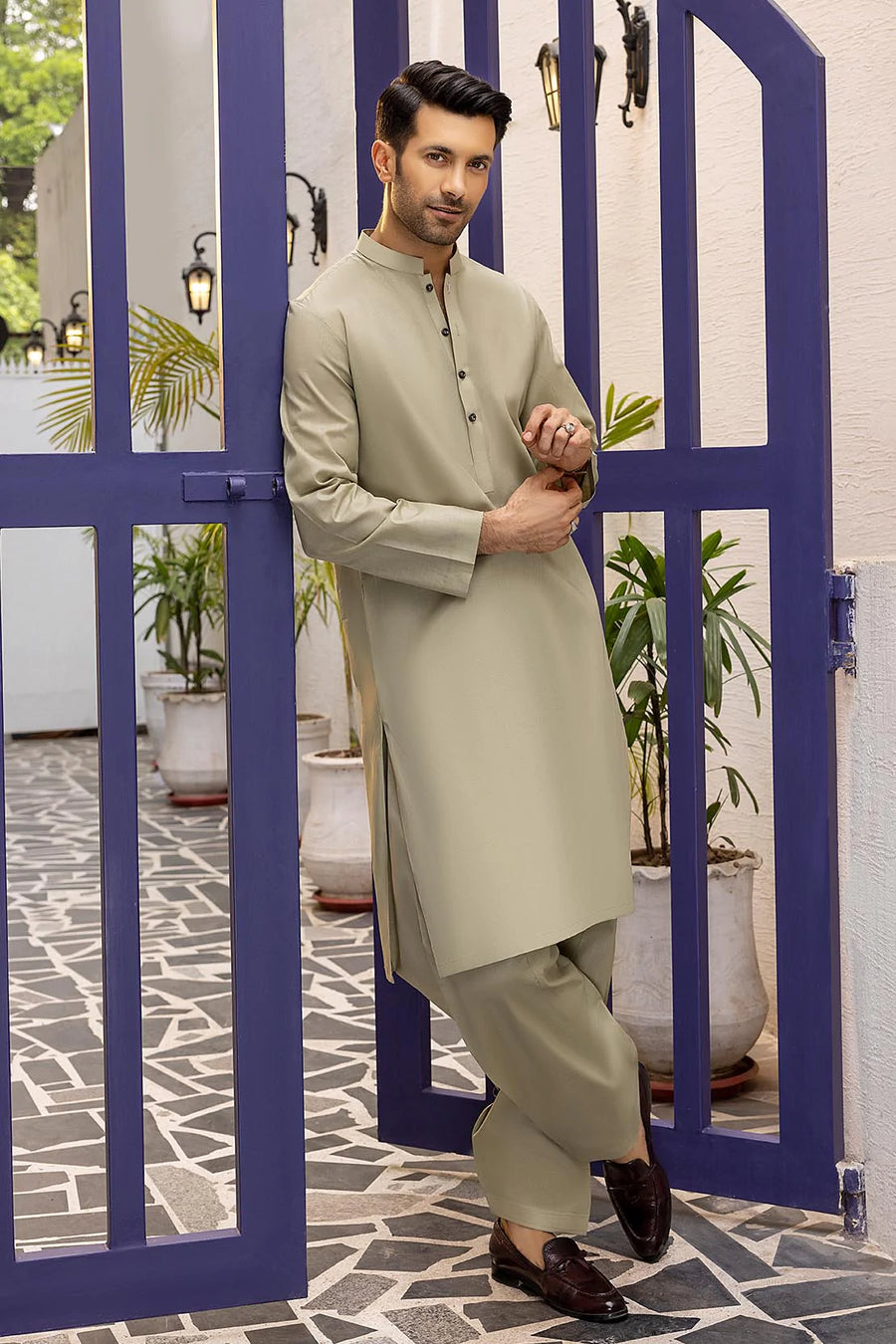 So Kamal Mens Unstitched Luxury Cotton Suit LM-1518 Green