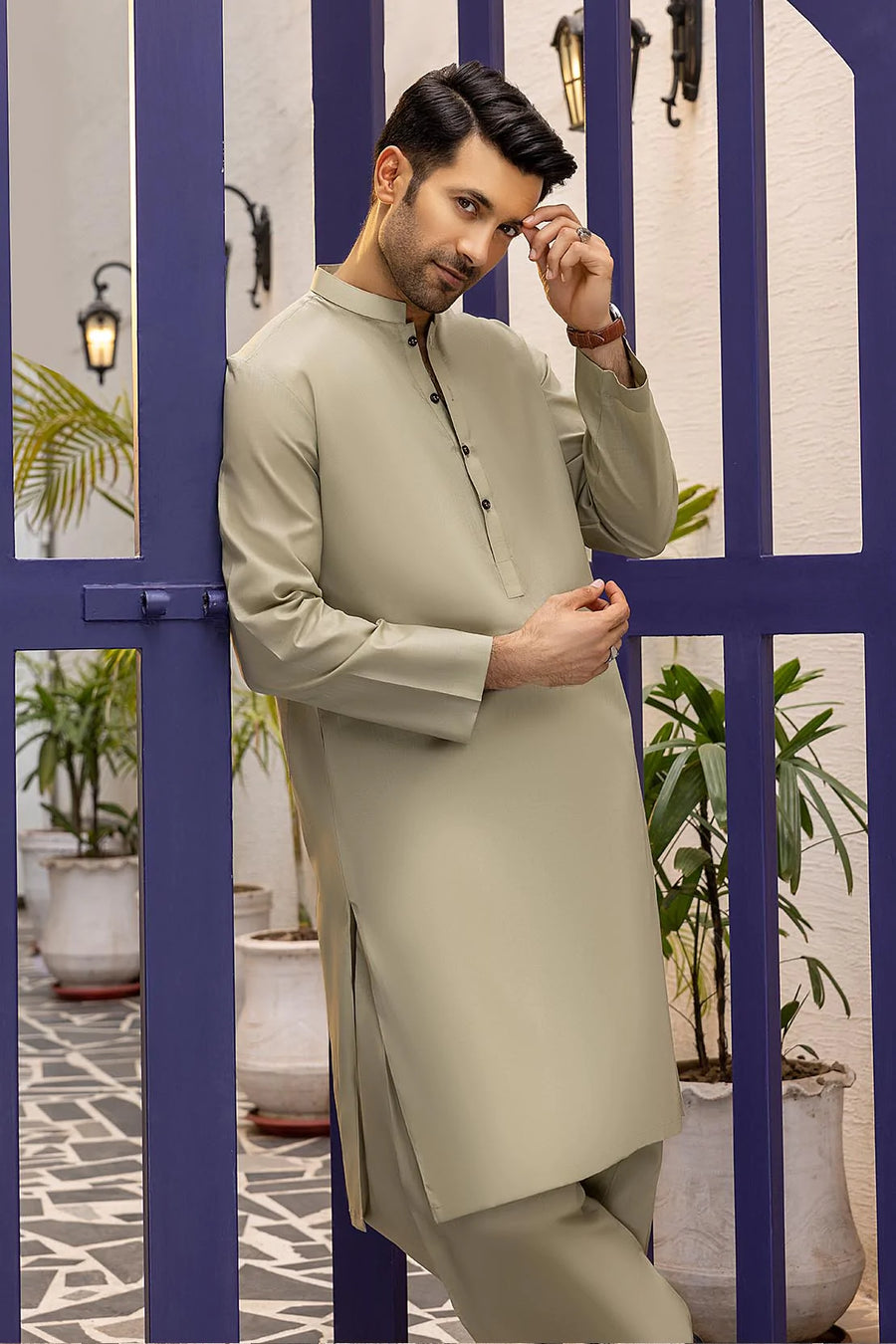 So Kamal Mens Unstitched Luxury Cotton Suit LM-1518 Green