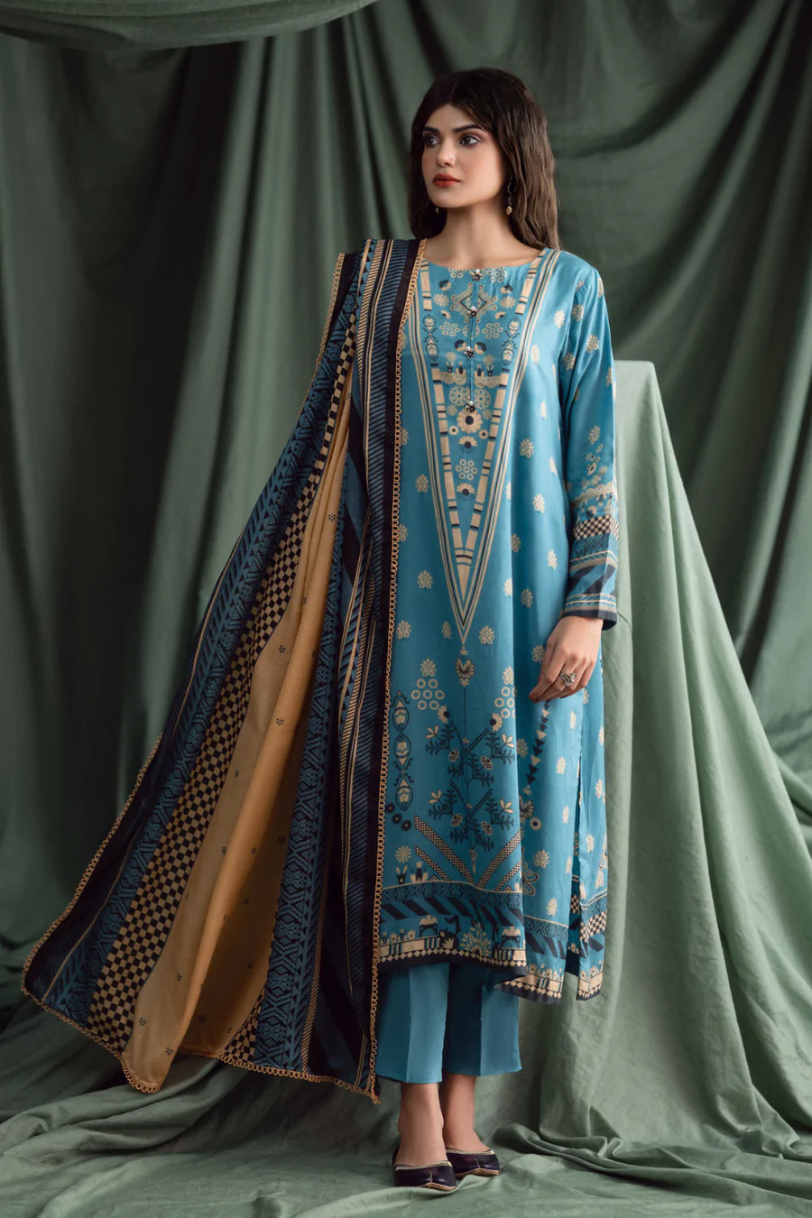 Ittehad Textiles Unstitched Printed Linen 3Pc Suit LNB - 010A