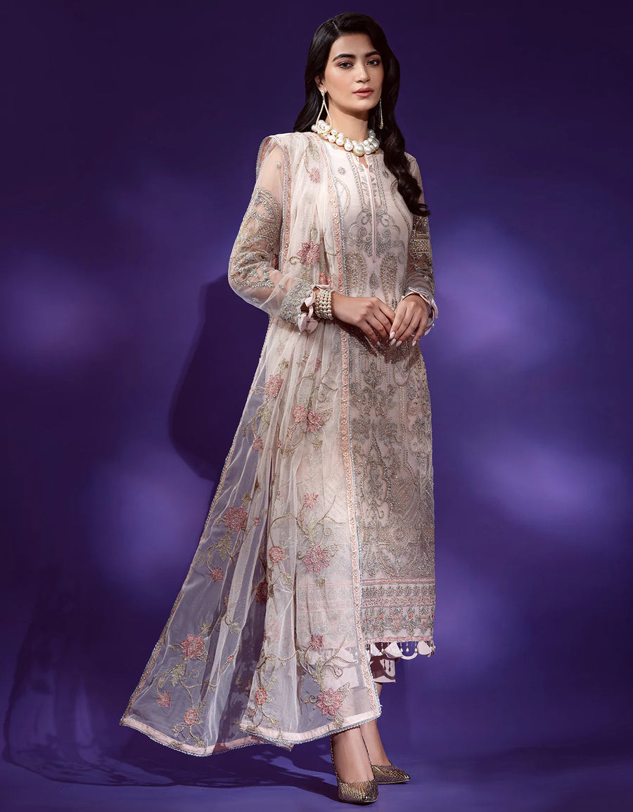 Emaan Adeel Lamour Vol-02 Unstitched Embroidered Net 3Pc Suit LR-05