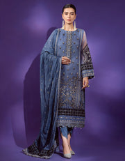 Emaan Adeel Lamour Vol-02 Unstitched Embroidered Organza 3Pc Suit LR-07