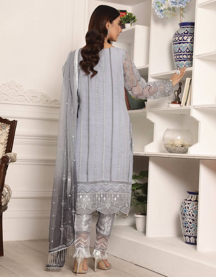 Emaan Adeel Lamour Luxury Chiffon Unstitched 3 Piece Suit LR-08 - FaisalFabrics.pk