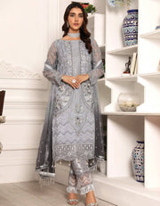Emaan Adeel Lamour Luxury Chiffon Unstitched 3 Piece Suit LR-08 - FaisalFabrics.pk