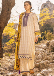 Lakhany Spring Vol-01 Gold Printed Lawn Unstitched 3Pc Suit BP-2045 - FaisalFabrics.pk