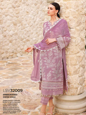 GulAhmed Summer Premium Embroidered Swiss Voile 3Pc Suit LSV-32009