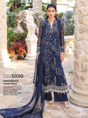 GulAhmed Summer Premium Embroidered Swiss Voile 3Pc Suit LSV-32010