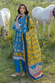 Gul Ahmed Winter Linen Bloom Unstitched Printed 3Pc Suit LT-22010 A