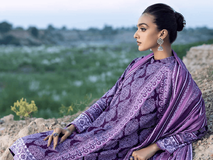 Gul Ahmed Winter Linen Bloom Unstitched Printed 3Pc Suit LT-22008 B