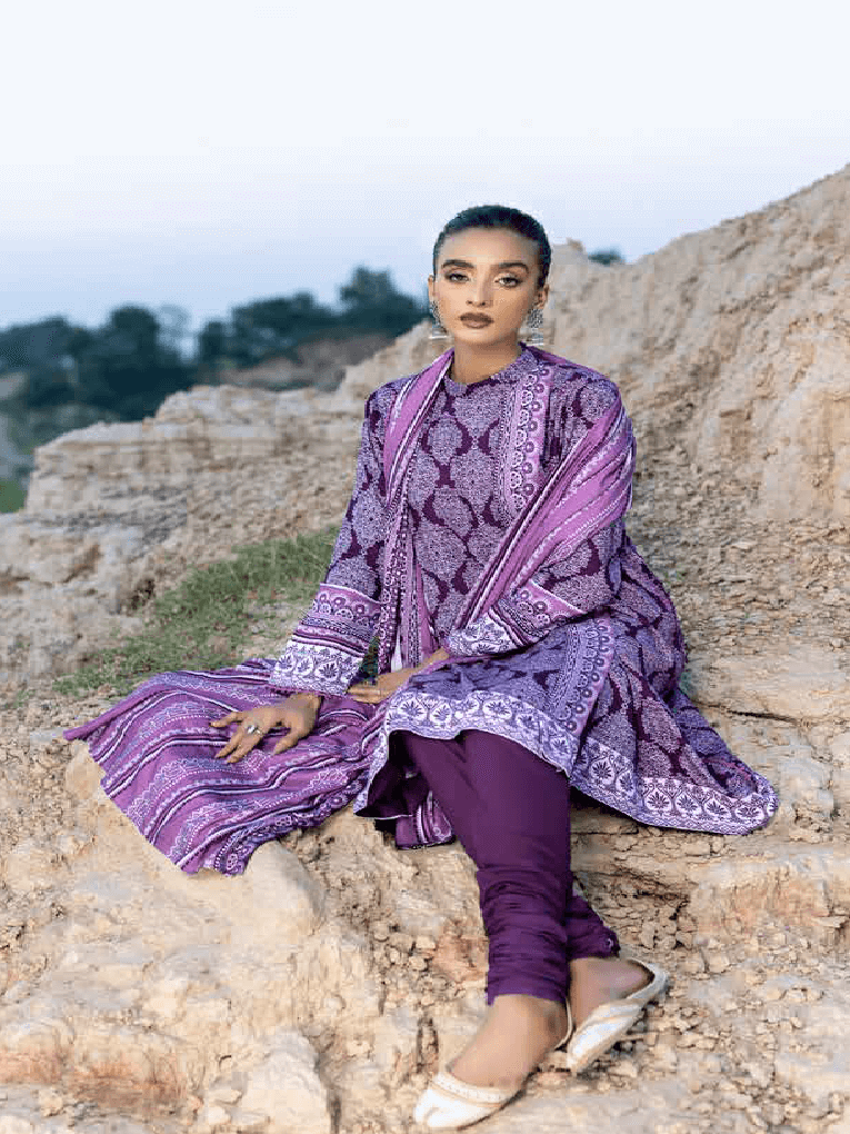 Gul Ahmed Winter Linen Bloom Unstitched Printed 3Pc Suit LT-22008 B
