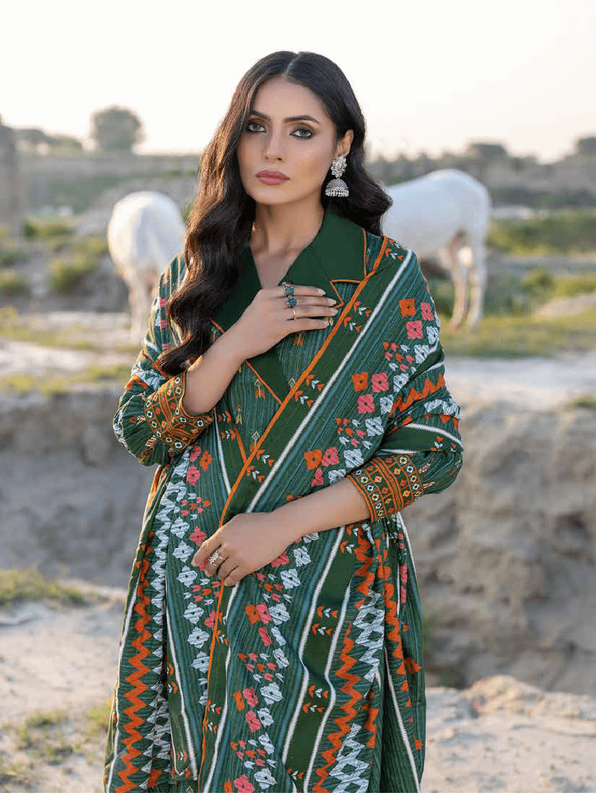 Gul Ahmed Winter Linen Bloom Unstitched Printed 3Pc Suit LT-22011 B