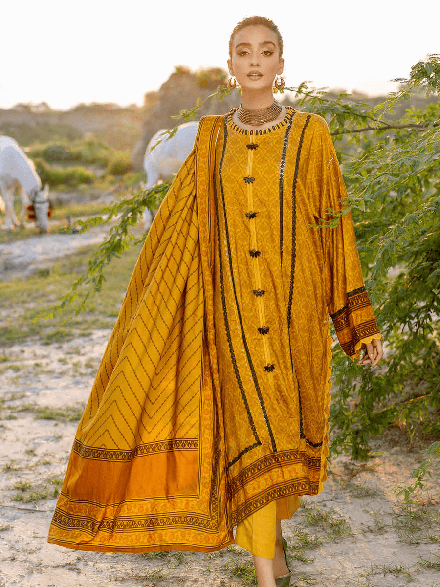 Gul Ahmed Winter Linen Bloom Unstitched Printed 3Pc Suit LT-22015 A