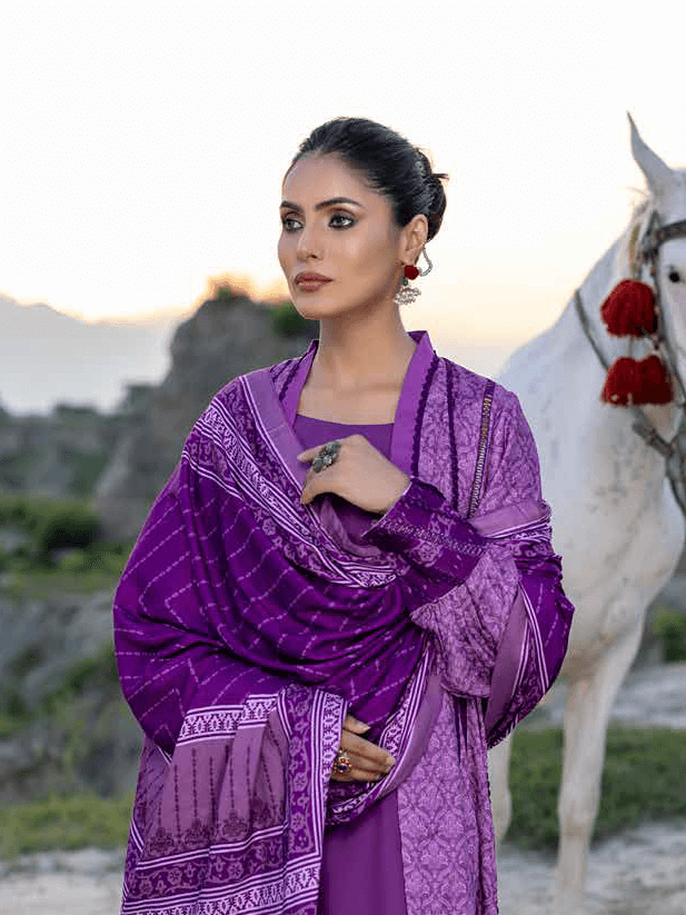 Gul Ahmed Winter Linen Bloom Unstitched Printed 3Pc Suit LT-22015 B