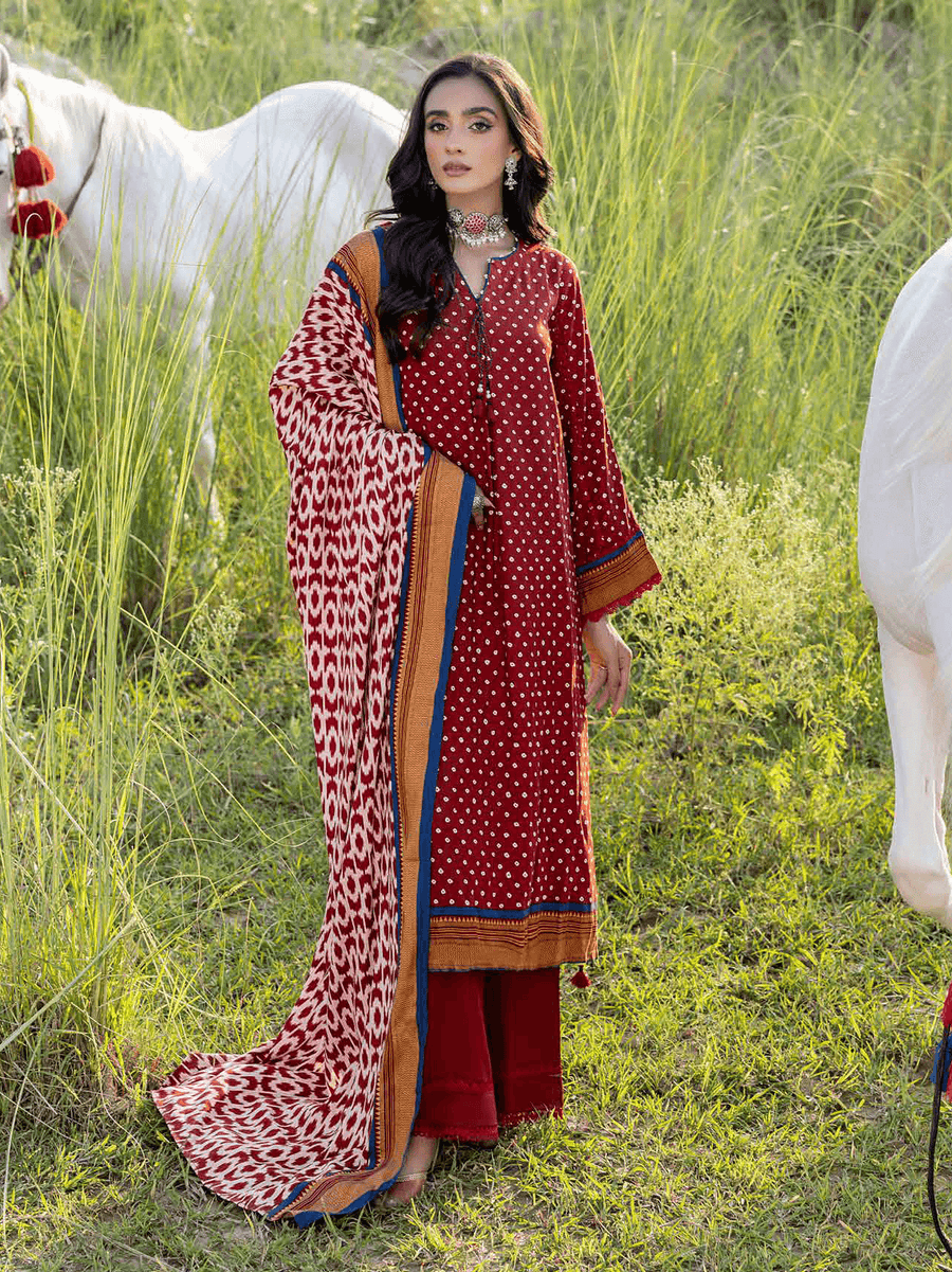 Gul Ahmed Winter Linen Bloom Unstitched Printed 3Pc Suit LT-22017 B